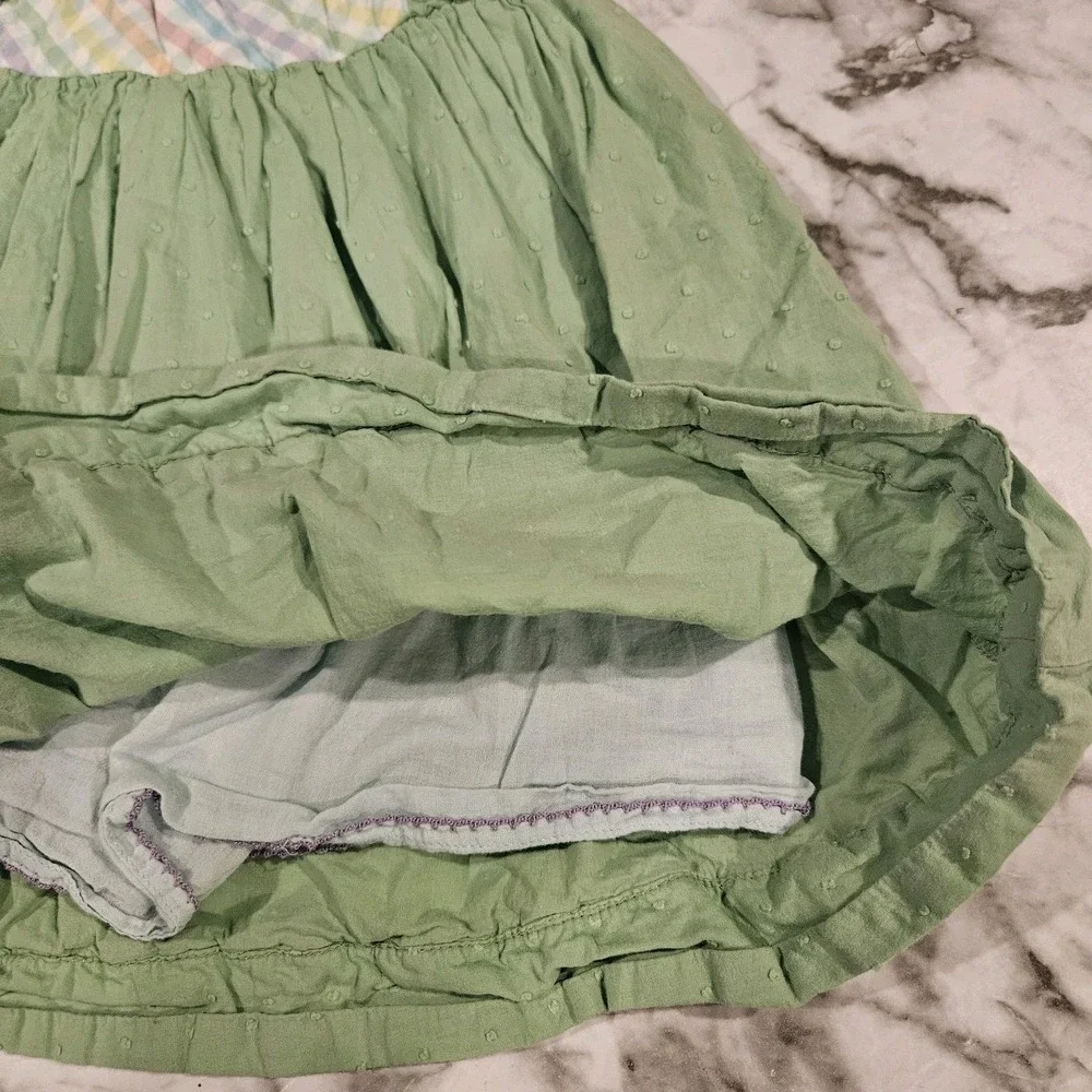 Matilda Jane Over‎ The Rainbow Dress Size 4 Girls Green Pastel Plaid Ruffle